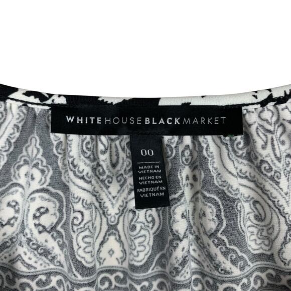 White House Black Market WHBM Blouson Dress Black White Mini Women's 00 - Picture 4 of 7